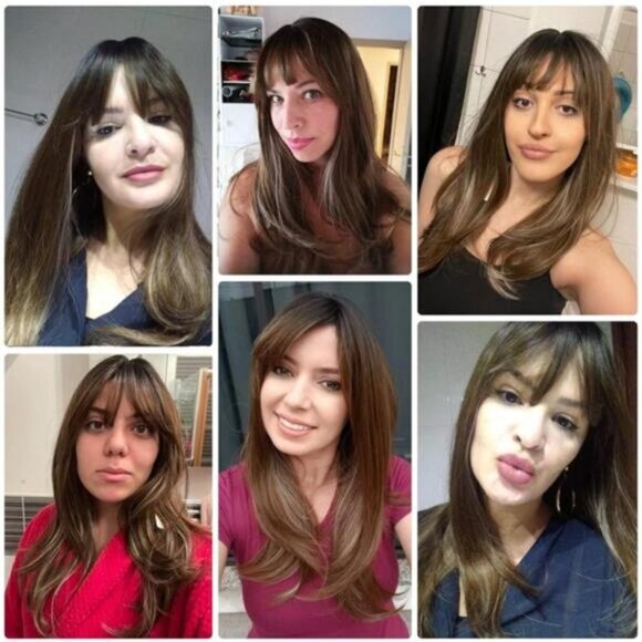 Women Wigs Synthetic Straight Layered Brown 2 - Picture 4 of 5